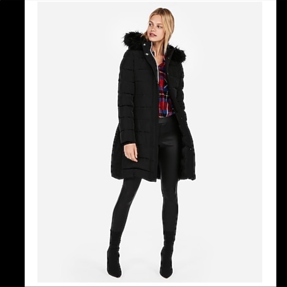 Express Long Puff Jacket Small - image 3